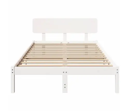 Voodi Raam Peaga Valge 135 X 190 Cm Tahke Mänd