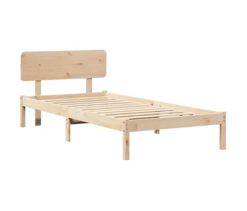 Gultas Rāmis Ar Galvas Balstu 100 X 200 Cm No Cietas Priedes Koka Vidaxl