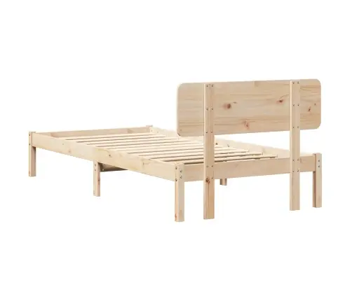 Gultas Rāmis Ar Galvas Balstu 100 X 200 Cm No Cietas Priedes Koka Vidaxl