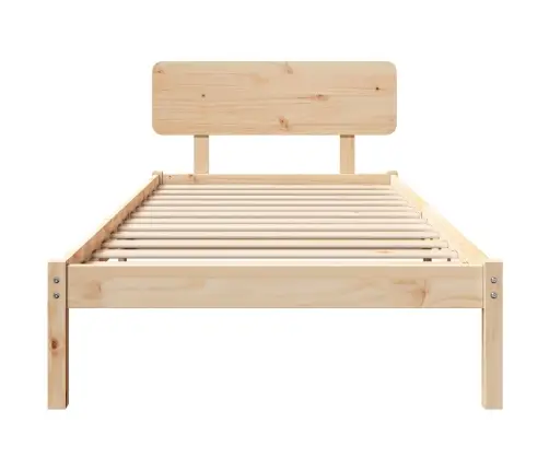 Gultas Rāmis Ar Galvas Balstu 100 X 200 Cm No Cietas Priedes Koka Vidaxl