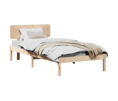 Gultas Rāmis Ar Galvas Balstu 100 X 200 Cm No Cietas Priedes Koka Vidaxl