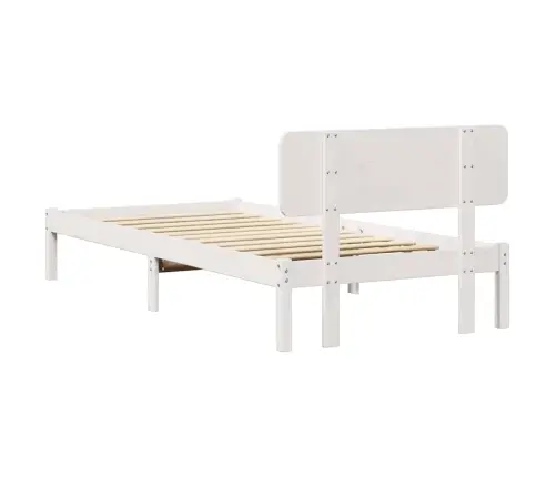 Gultas Rāmis Ar Galvas Balstu, Balts, 100 X 200 Cm, No Cietas Priedes Koka Vidaxl