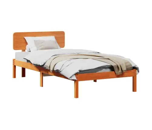 Gultas Rāmis Ar Galvas Dēli Vaskota Brūna 100X200 Cm No Masīvkoka Priedes Vidaxl