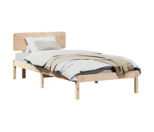 Gultas Rāmis Ar Galvas Dēli 75X190 Cm No Cietā Priedes Koka Vidaxl