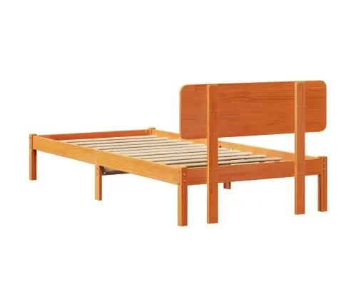 Gultas Rāmis Ar Galvas Balstu Vaskoti Brūnā Krāsā 75X190 Cm No Cietā Priedes Koka Vidaxl