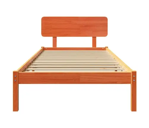 Gultas Rāmis Ar Galvas Balstu Vaskoti Brūnā Krāsā 75X190 Cm No Cietā Priedes Koka Vidaxl