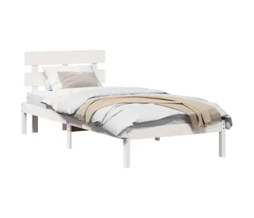 Gultas Rāmjis Ar Galvgalis Balts 80X200 Cm Solidā Koka Priedes Vidaxl