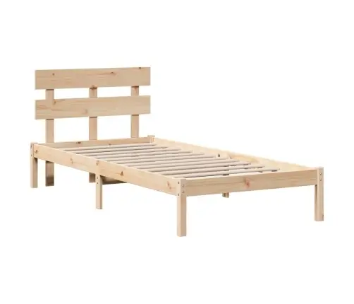 Gultas Rāmis Ar Galvas Balstu 100X200 Cm Cietās Koksnes Priedes Vidaxl
