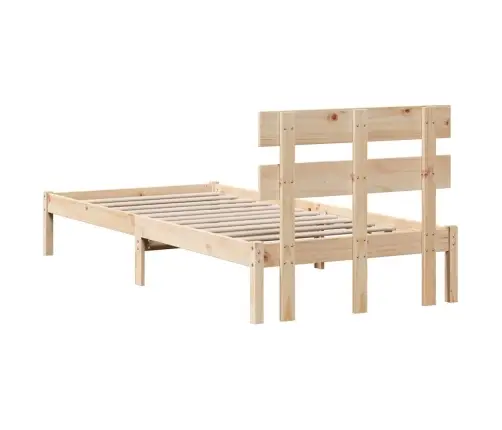 Gultas Rāmis Ar Galvas Balstu 100X200 Cm Cietās Koksnes Priedes Vidaxl