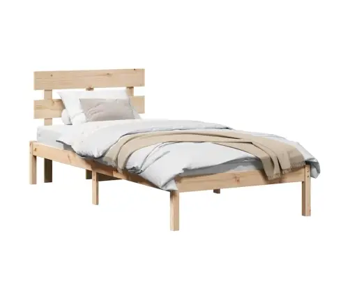 Gultas Rāmis Ar Galvgali 75X190 Cm Cietā Koka Priedē Vidaxl