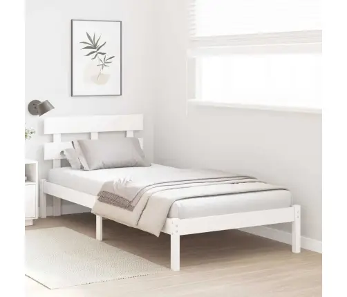 Gultas Rāmis Ar Galvgaldiņu Balts 75X190 Cm Cietas Koka Priedes Vidaxl