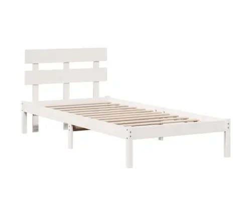 Gultas Rāmis Ar Galvgaldiņu Balts 75X190 Cm Cietas Koka Priedes Vidaxl