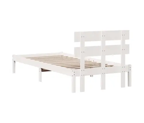 Gultas Rāmis Ar Galvgaldiņu Balts 75X190 Cm Cietas Koka Priedes Vidaxl