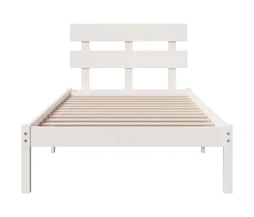 Gultas Rāmis Ar Galvgaldiņu Balts 75X190 Cm Cietas Koka Priedes Vidaxl