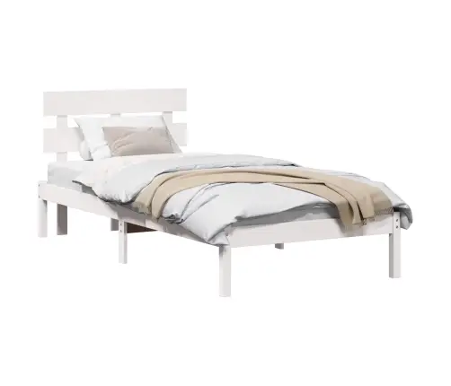 Gultas Rāmis Ar Galvgaldiņu Balts 75X190 Cm Cietas Koka Priedes Vidaxl