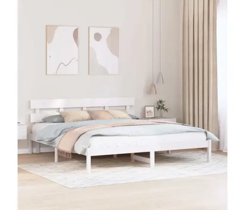 Lovos Rėmas Balta 200 X 200 Cm Pušies Medienos Masyvas