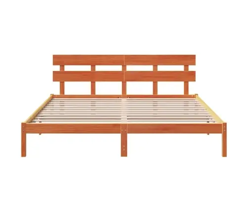 Gultas Rāmis Ar Galvu Vaska Brūnā 200X200 Cm Masīvkoks Priedes Vidaxl