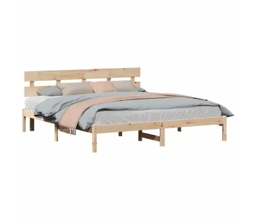 Gultas Rāmis Ar Galvas Atzveltni, 180X200 Cm, Masīvkoks Priede Vidaxl