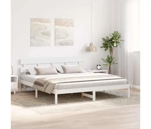 Gultņu Rāmis Ar Galvgalu Balts 180X200 Cm Ciedra Koks Vidaxl