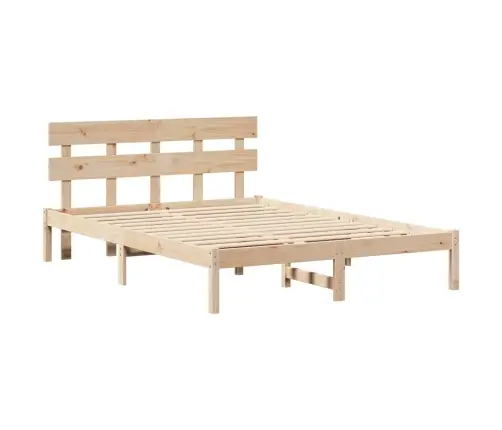 Voodi Raam Peaga Pruun 160 X 200 Cm Männipuit