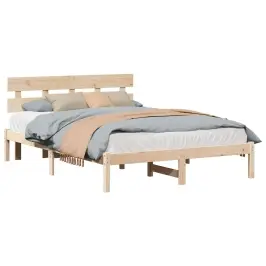 Voodi Raam Peaga Pruun 160 X 200 Cm Männipuit