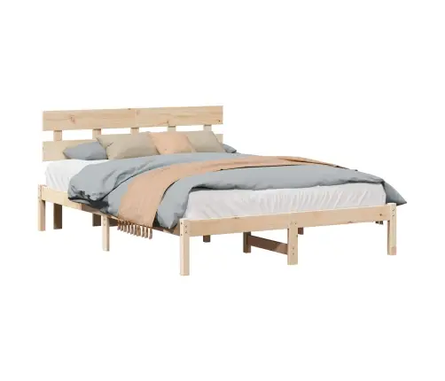 Voodi Raam Peaga Pruun 160 X 200 Cm Männipuit