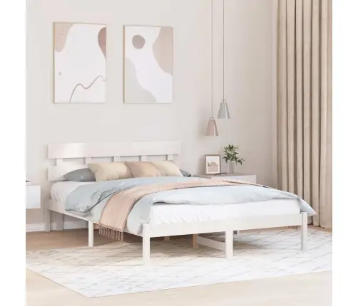 Lovos Rėmas Balta 160 X 200 Cm Pušies Medienos Masyvas