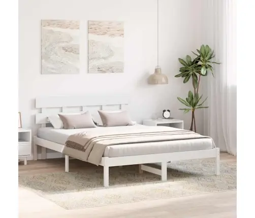 Lovos Rėmas Balta 160 X 200 Cm Pušies Medienos Masyvas