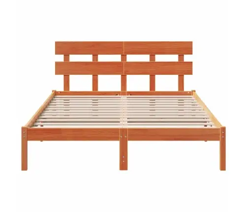 Gultas Rāmis Ar Galvas Dēli Vaska Brūns 160X200 Cm Masīvkoka Priede Vidaxl