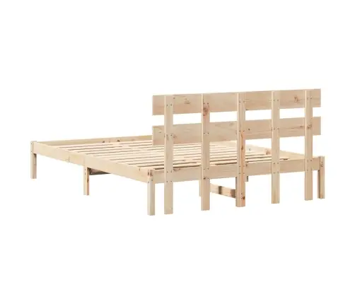 Voodi Raam Peaga Pruun 140 X 200 Cm Männipuit