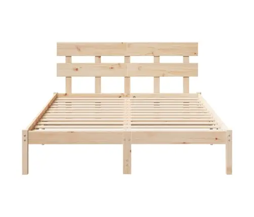 Voodi Raam Peaga Pruun 140 X 200 Cm Männipuit