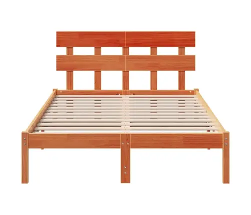 Voodi Raam Peaga Pruun 120 X 200 Cm Männipuit