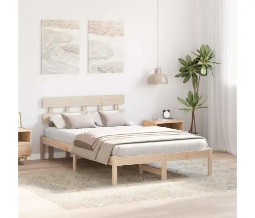 Gultas Rāmis Ar Galvgali 120X190 Cm Masīvkoka Priede Vidaxl