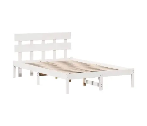 Gultas Rāmis Ar Galvas Atzveltni Balts 120X190 Cm Masīvkoka Priede Vidaxl