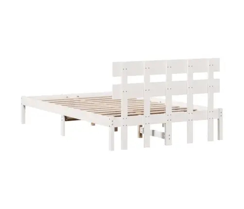 Gultas Rāmis Ar Galvas Atzveltni Balts 120X190 Cm Masīvkoka Priede Vidaxl