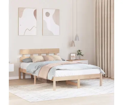 Lovos Rėmas Ruda 140 X 190 Cm Pušies Medienos Masyvas