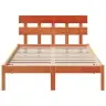 Gultas Rāmis Ar Galvas Balstu Vaska Brūns 135X190 Cm Masīvkoka Priede Vidaxl