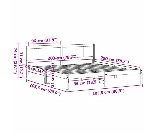 Priedes Gultas Rāmis Dabīgais Koks Masīvkoka Priede 200 X 200 Cm Vidaxl