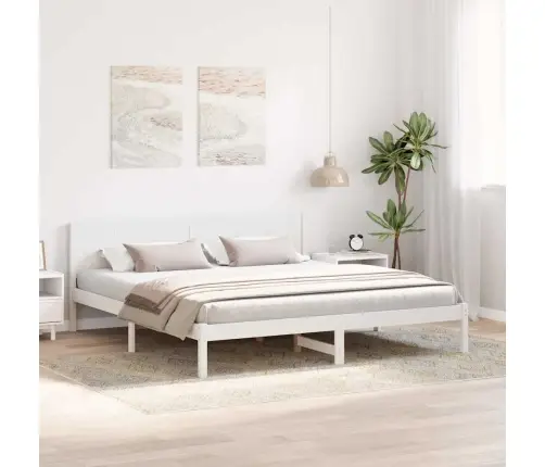 Baltā Priedes Koka Gultas Rāmis Balts Cietais Koks King Size Vidaxl