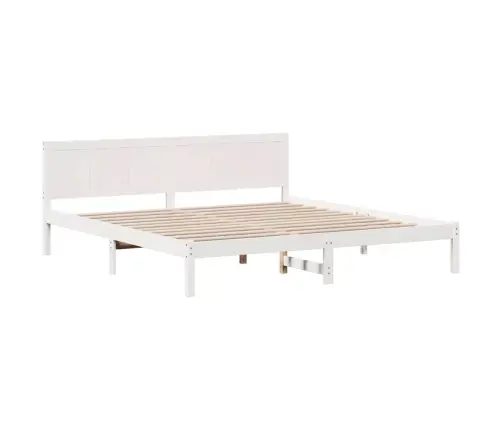 Baltā Priedes Koka Gultas Rāmis Balts Cietais Koks King Size Vidaxl