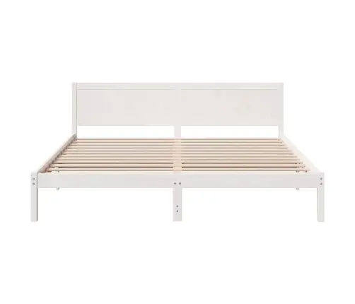 Baltā Priedes Koka Gultas Rāmis Balts Cietais Koks King Size Vidaxl