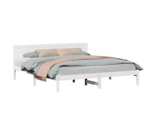 Baltā Priedes Koka Gultas Rāmis Balts Cietais Koks King Size Vidaxl