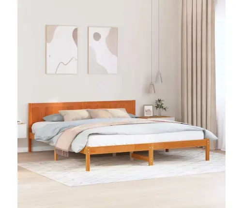 Voodi Raam Pruun 200 X 200 Cm Männipuit