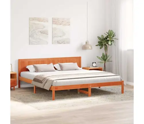 Voodi Raam Pruun 200 X 200 Cm Männipuit