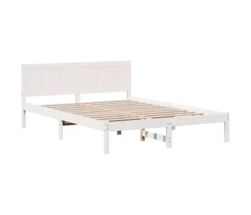 Voodi Raam Valge 150 X 200 Cm Männipuit