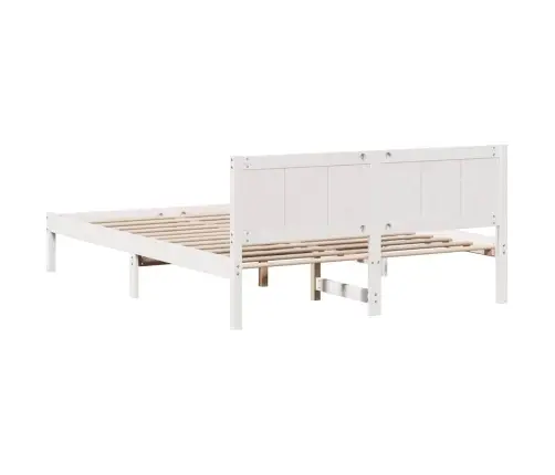 Voodi Raam Valge 150 X 200 Cm Männipuit