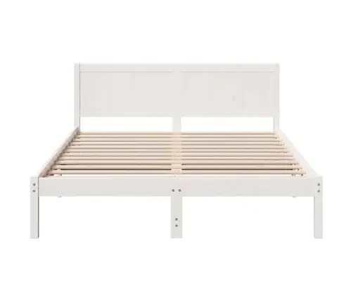 Voodi Raam Valge 150 X 200 Cm Männipuit