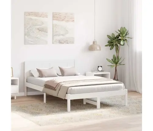 Voodi Raam Valge 120 X 200 Cm Männipuit