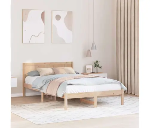 Gultas Rāmis Brūna 140 X 190 Cm Priedes Masīvkoks Vidaxl