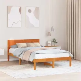 Gultas Rāmis Brūna 135 X 190 Cm Priedes Masīvkoks Vidaxl
